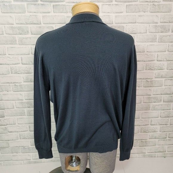 GRAN SASSO Mens 2XL Vintage Wool Crewneck Jumper Navy Sweater Lightweight Italy - Picture 4 of 7